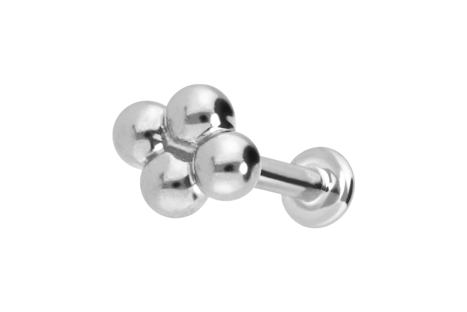 14 Karat Gold Labret Piercing mit Push Fit 4 KUGELN